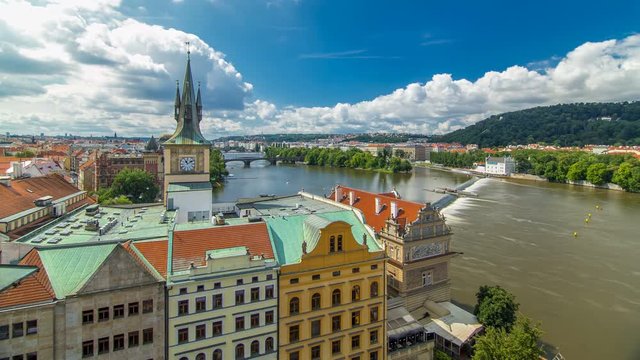 Staromestsky water tower timelapse in Prague, the Czech Republic