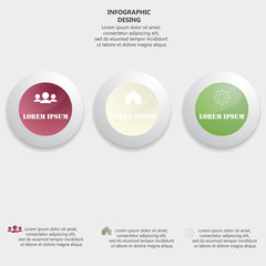 Glossy colorful plastic buttons for infographic, numbered banner