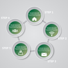 5 Steps chart template/graphic or website layout. Vector.