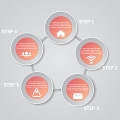 5 Steps chart template/graphic or website layout. Vector.