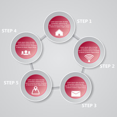 5 Steps chart template/graphic or website layout. Vector.