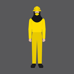 A male avatar of professions people. Front view. Full body. Flat style icons. Occupation avatar. Fire fighter icon. Vector illustration