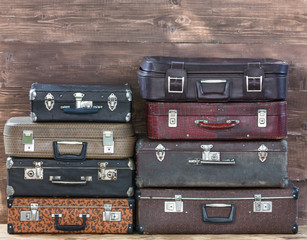 background of old suitcases