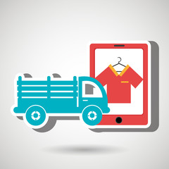 truck stake delivery vector illustration eps 10