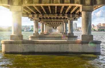 large river bridge supports