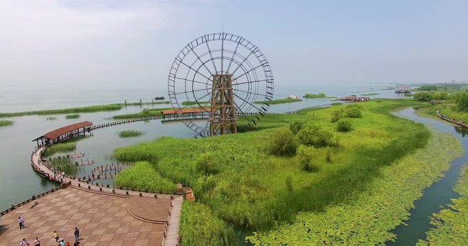 UAV aerial waterwheel in Suzhou River, China
