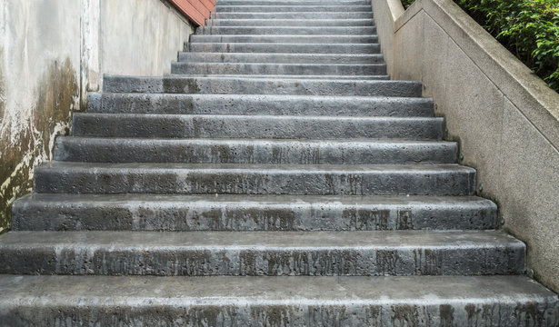 Wet concrete staircase