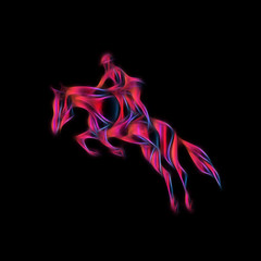 Obraz premium Horse race. Equestrian sport. Silhouette of racing with jockey