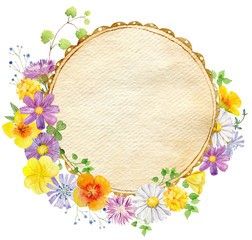 hand painted watercolor mockup clipart template of wild flowers