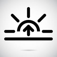 Sunrise icon on gray background. Vector art.
