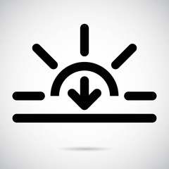 Sunset icon on gray background. Vector art.