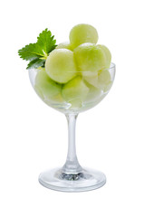  green cantaloupe melon in glass