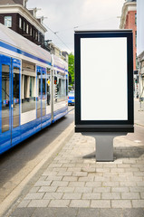 Blank Billboard on a Sidewalk 