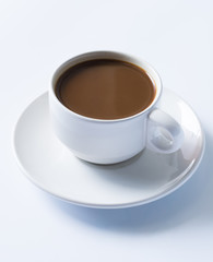 white cup coffee on white background