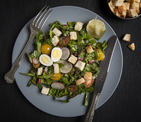 Fresh salad with quail egg
