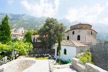 Old Mosque In Castle Of Kruja is a small Bektashi temple called The Dollma Teqe. Kruje, Albania.