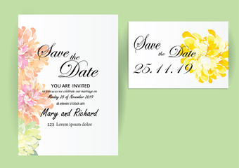 invitation card watercolor flowers design 