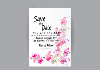 invitation card watercolor flower vintage design 