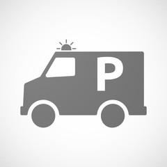 Isolated ambulance icon with    the letter P