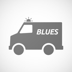 Isolated ambulance icon with    the text BLUES