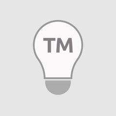 Isolated line art light bulb icon with    the text TM