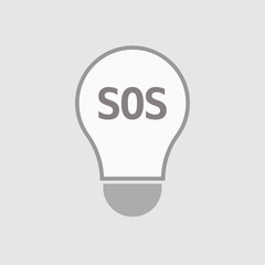 Fototapeta premium Isolated line art light bulb icon with the text SOS