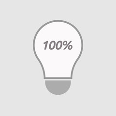 Fototapeta premium Isolated line art light bulb icon with the text 100%