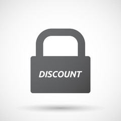 Isolated closed lock pad icon with    the text DISCOUNT