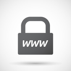 Isolated closed lock pad icon with    the text WWW