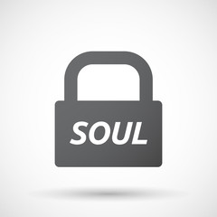 Isolated closed lock pad icon with    the text SOUL
