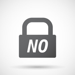 Isolated closed lock pad icon with    the text NO