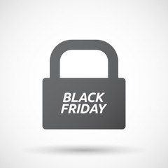 Isolated closed lock pad icon with    the text BLACK FRIDAY