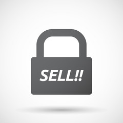 Isolated closed lock pad icon with    the text SELL!!