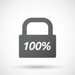 Isolated closed lock pad icon with    the text 100%