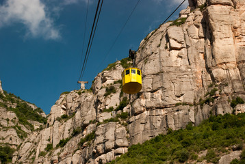 Cable car ride to Montserrat Abbey. Spain