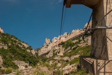 Cable car ride to Montserrat Abbey. Spain