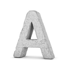 Concrete letter A isolated on white background