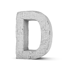 Concrete letter D isolated on white background