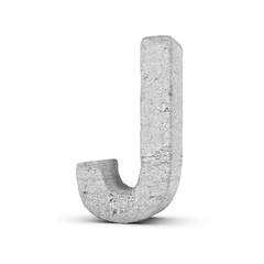 Concrete letter J isolated on white background