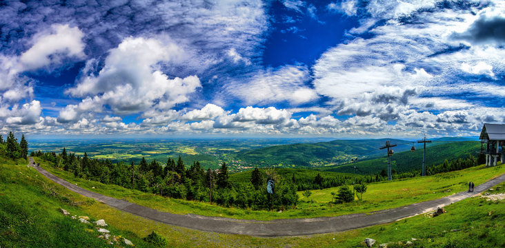 Stuning mountains panorama in the morning, Izery Mountains