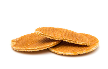 Dutch waffle called a stroopwafel isolated