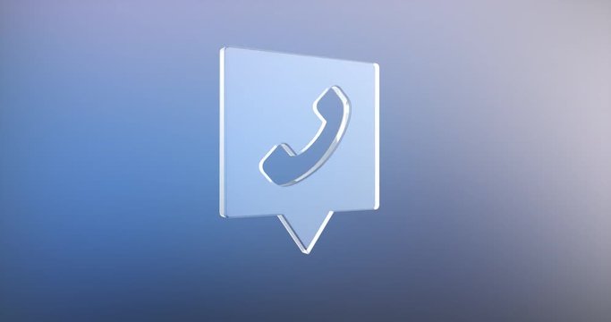 Animated Phone Message Glass 3d Icon Loop Modules for edit with alpha matte
