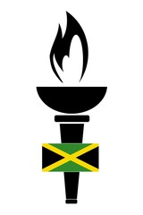 Drapeau de la Jamaïque sur la flamme Olympique
