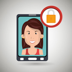 woman smartphone secure vector illustration eps 10