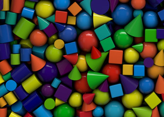 3d illustration background with colored geometric shapes