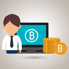 man laptop bitcoin online vector illustration eps 10