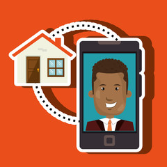 man smartphone insurance secure vector illustration eps 10