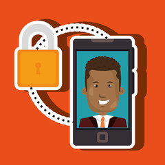 man smartphone insurance secure vector illustration eps 10