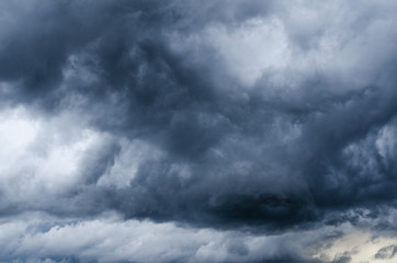 storm cloud background before rain. Dark Clouds. Huge black clouds on sunset. cloudy dark sky. Background of dark clouds before a thunder-storm. dark storm clouds before rain