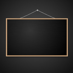 blank blackboard in wooden frame. vector illustration